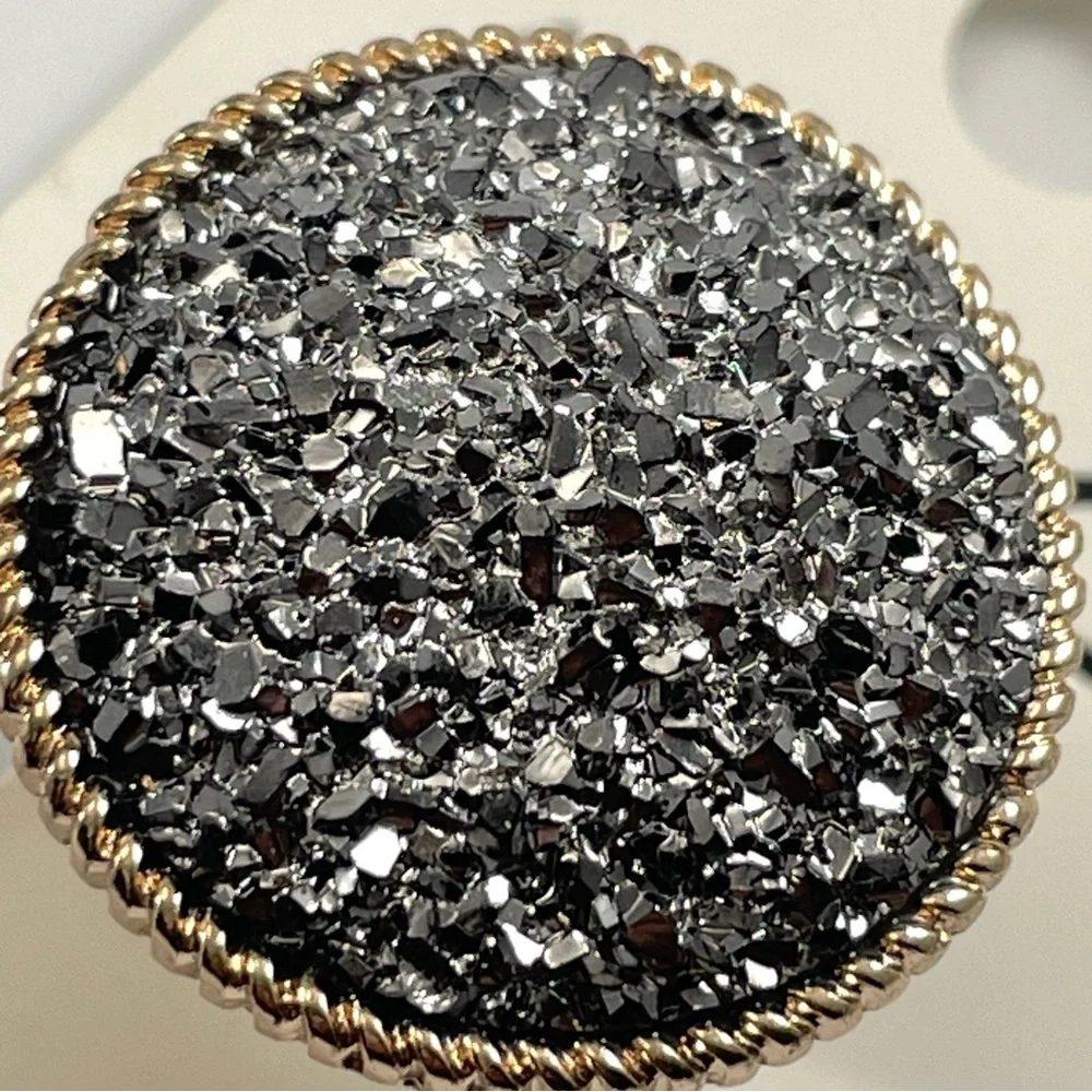 Aldo Gold Tone Faux Silver Druzy Statement Ring